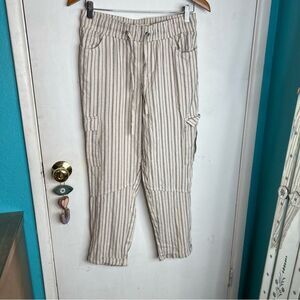 Happily grey pin striped cargo linen blend pants
